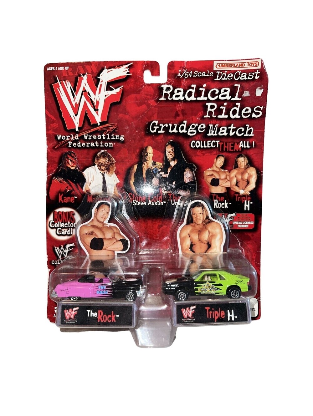 WWF WWE Radical Rides The Rock Triple H Due Cast Car Toys 1998 Vintage Wrestling